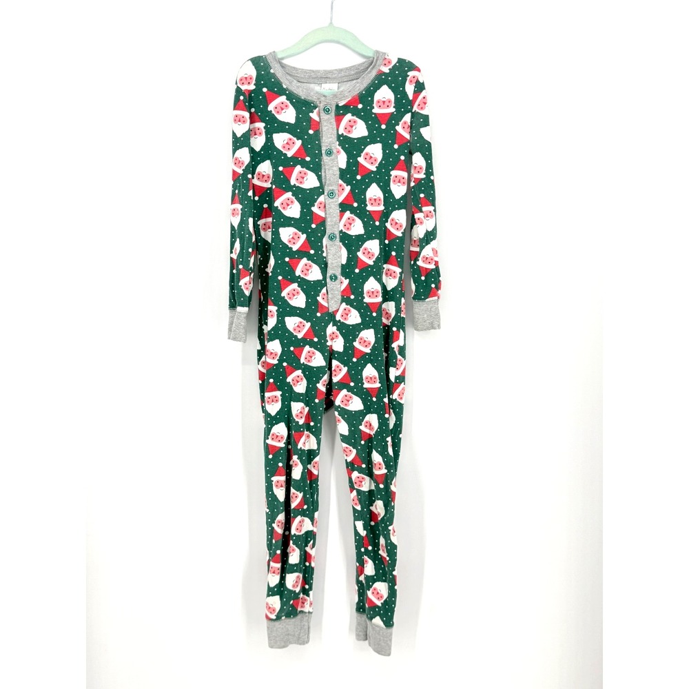 Mini Boden One Piece Cotton Pajamas Santa Clause Print Holiday Size 7 122Cm Xmas